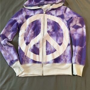 Reversable Purple and White Tie-Dye Peace Sign Hoodie
